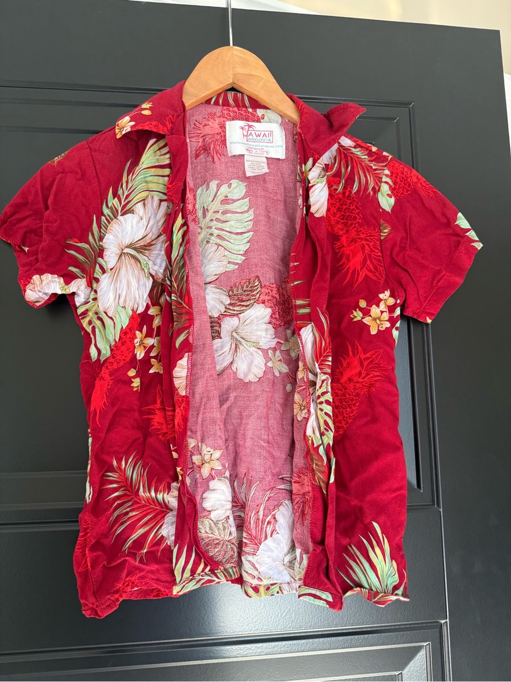 ALOHA Collection Red Hawaiian Floral Button-Down Shirt